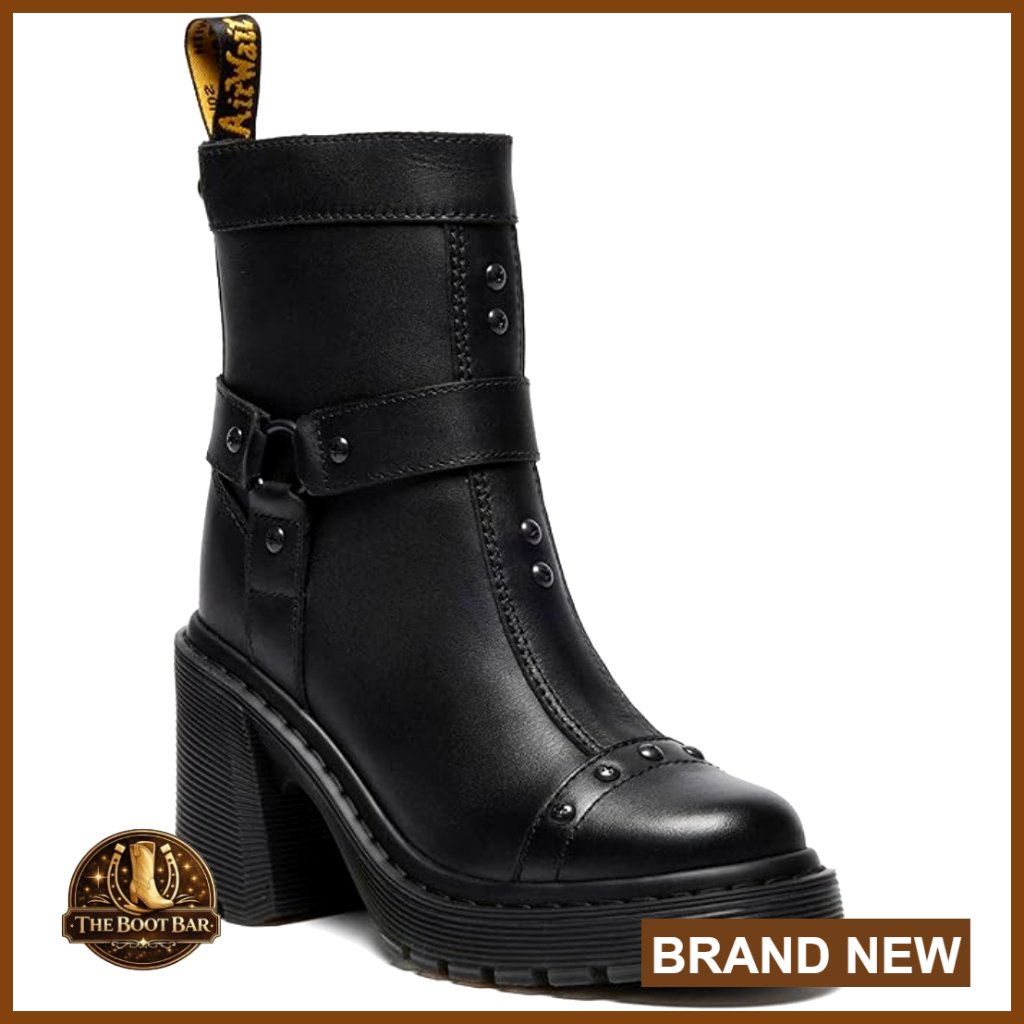 Leather Chelsea Boots With Harness Detail And Flare Heel